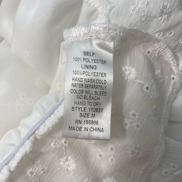 Idem Ditto Sheer White Floral Deep V-Neck Blouse Size M Lace Coquette Romantic - Picture 6 of 6